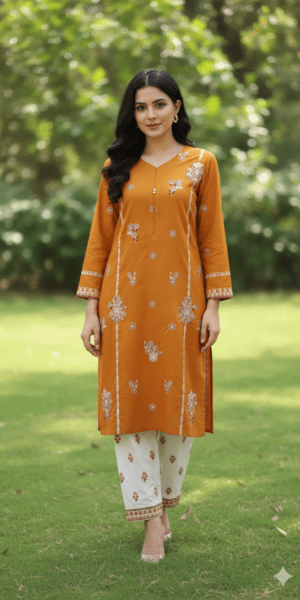 Mastered embroidered 2pcs stiched suit