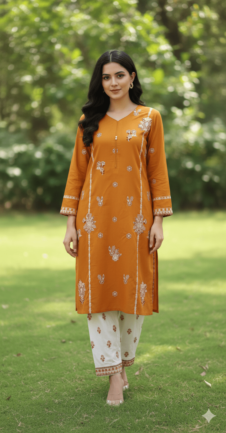 Mastered embroidered 2pcs stiched suit