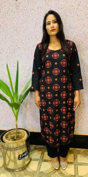 black  embroidered  2 pcs khader suit stiched