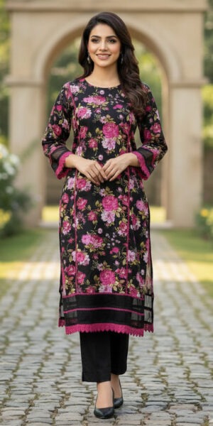 Two pcs printed lilan fabric stiched