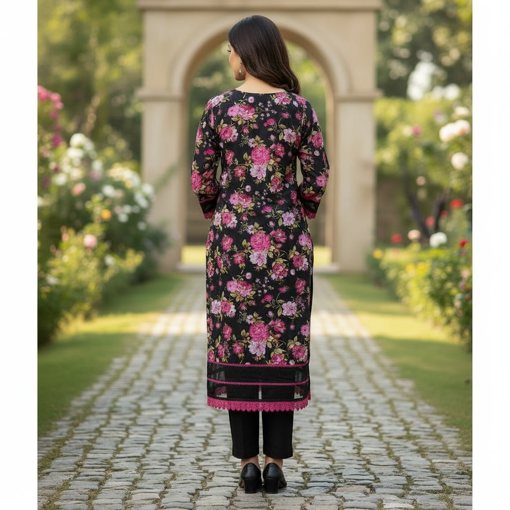 Two pcs printed lilan fabric stiched - Image 3